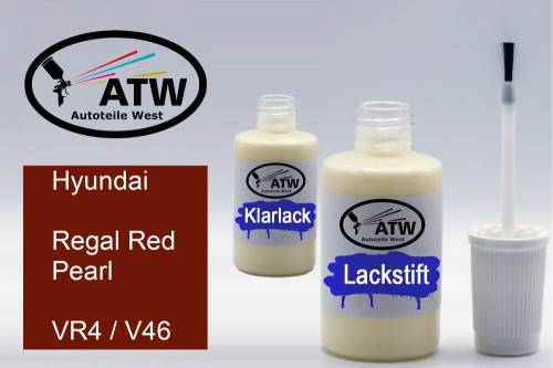 Hyundai, Regal Red Pearl, VR4 / V46: 20ml Lackstift + 20ml Klarlack - Set, von ATW Autoteile West.